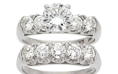 Linz Diamond, Platinum, White Gold Ring Set Stones: Round...