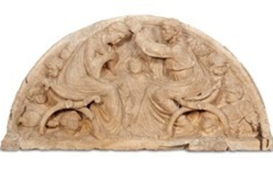 Lombardia, secolo XV INCORONAZIONE DELLA VERGINE lunetta in pietra,...