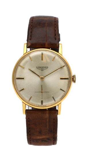 NOT SOLD. Longines: A gentleman's wristwatch of 18k gold, ref. 7802. Mechanical movement with manual winding, cal. 30L. 1966. – Bruun Rasmussen Auctioneers of Fine Art