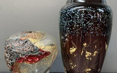 Lot Of 2 20th C Art Glass Vases