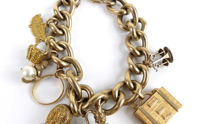 Lot details A 9ct yellow gold hollow open curblink bracelet,...