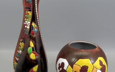 Lot of 2 Israeli Ceramic Vases Made by Keramos