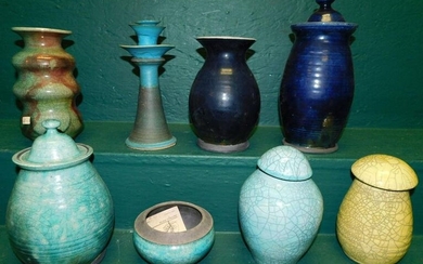 Lot of Pottery Vases & C/sticks, (Some Seagrove, NC)
