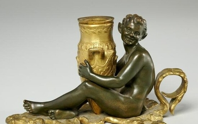 Louis Kley, parcel gilt bronze candleholder