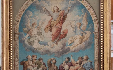 Ludwig BLAIM (Munich,1846 - Munich,1894) La Transfiguration, étude pour un vitrail ou une fresque Encre...