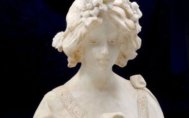 FINE ITALIAN MARBLE BUST OF A MAIDEN SIGNED CAMPI