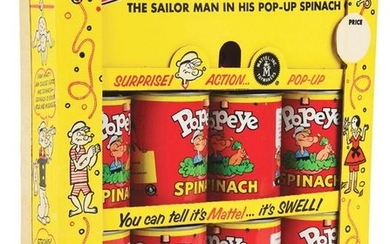 MATTEL POPEYE TIN-LITHO POP-UP SPINACH CAN STORE