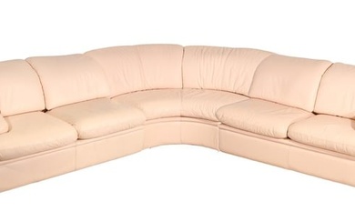 MCM Italian Soft Pink Leather Sectional Sofa