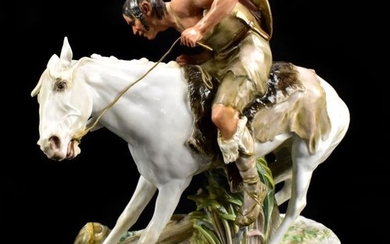 MEISSEN; an early 20th century figure, 'Hun on Horseback',...