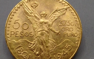 MEXIQUE Une pièce de 50 pesos Mexicain or - 1821/1945 Toutes les pièces d'or sont...