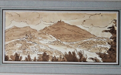 MICHALLON Achille Etna (1796-1822) Vue d'un paysage. Plume et lavis d'encre brune sur papier. Parfait...