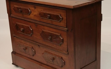 Mahogany and Burled Wood 3 Drawer Dresser