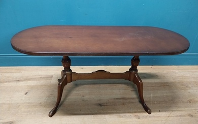 Mahogany coffee table, raised on turned supports and single ...