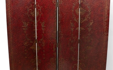 Maitland-Smith (British) Four-paneled Folding Screen, H 76" W 88" Depth 1"