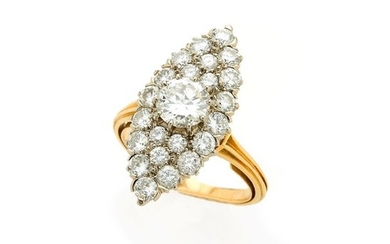 Marquise ring in two-tone 18K (750/°°) gold, the...