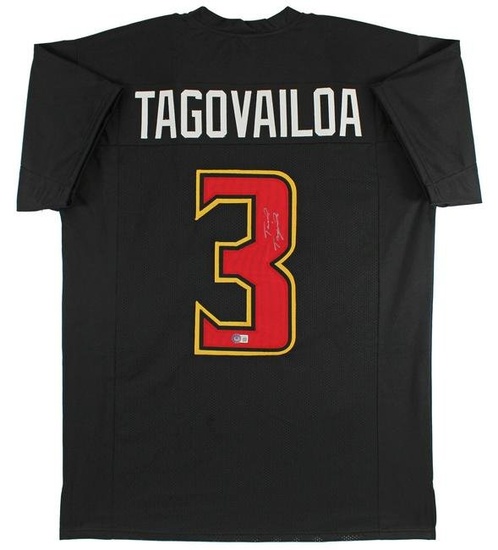 Maryland Taulia Tagovailoa Signed Black Pro Style Jersey BAS Witnessed