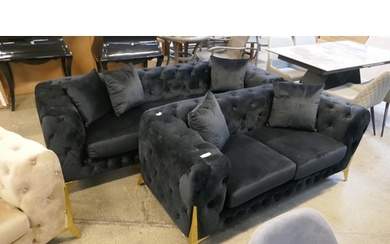 Matrix black three and two seater sofas *This lot is subject...
