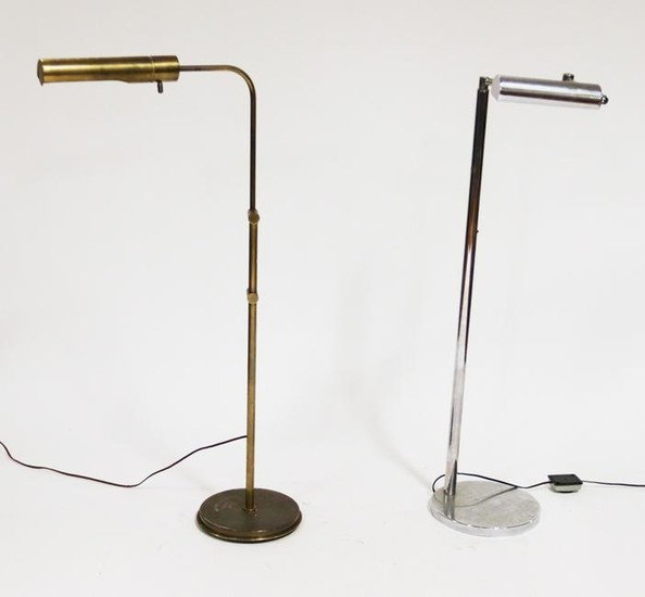 Mid Century Modern Chrome and Brass Lamps