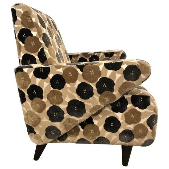 Mid-Century Modern Floral Lounge Chair