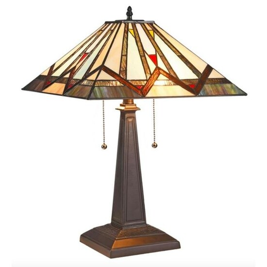Mission style Stained Art Glass Table Lamp