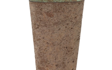Morten Løbner Espersen: A tall oval shaped stoneware vase. H. 28.3 cm.