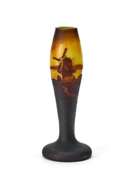 Muller FrÃ¨res Acid-etched cameo glass baluster vase
