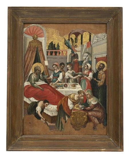 Naissance de la vierge, icône sur panneau, école Creto-vénitienne, XVIIe s.