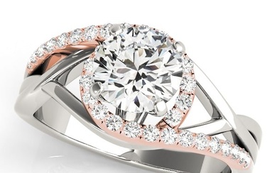Natural 1.55 CTW Diamond Engagement Ring SET 14K Two Tone Gold