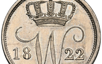 Netherlands: , Willem I 25 Cents 1822 UNC Details (Cleaned) NGC,...