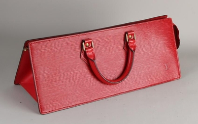 Original red leather Louis Vuitton Triangle bag with