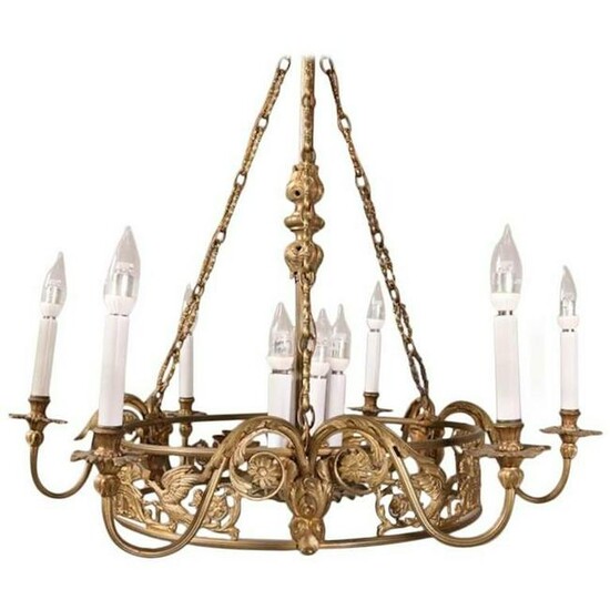 Oversized French Empire Style Bronze Figural Chandelier