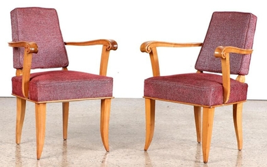 PAIR FRENCH SYCAMORE CHAIRS MANNER ANDRE ARBUS