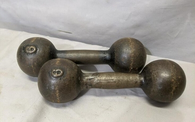 Pair Antique Cast Iron 6 Lbs Dumbbell Weights