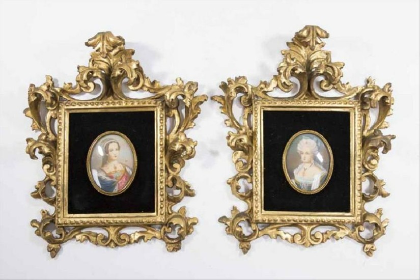 Pair Italian Rococo Portrait Miniatures