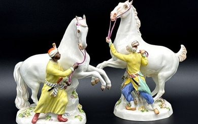 Pair Meissen Porcelain Horse Tamer Figures