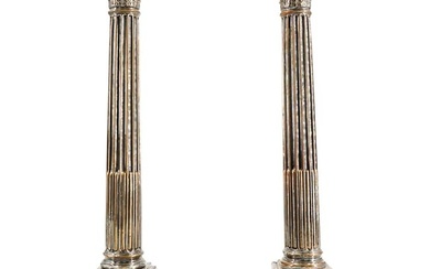 Pair Of Antique Sterling Silver And Silver Plated Weighted Candlesticks