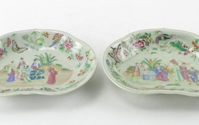 Pair of Chinese Celadon Shrimp Dishes