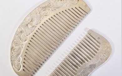 Pair of Chinese Sterling Silver Combs 3.22 OZT