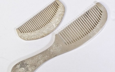 Pair of Chinese Sterling Silver Combs 4.4 OZT