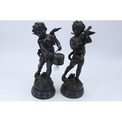 Pair of French Bronze Figures, 20th century, indistinctly si...