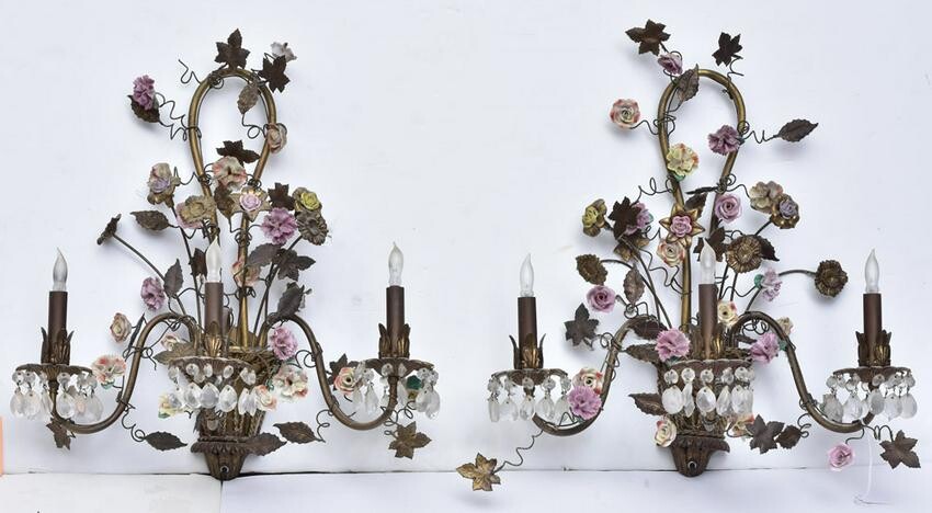 Pair of French Toleware Sconces