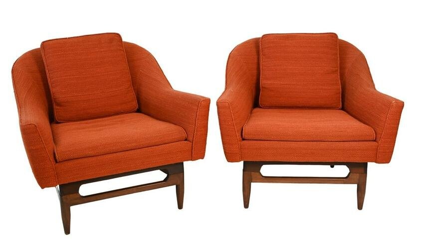 Pair of Jens Risom # 2 Club Chairs, height 29 inches