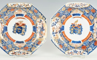 Pair of Kangxi Imari Armorial Plates for French Market