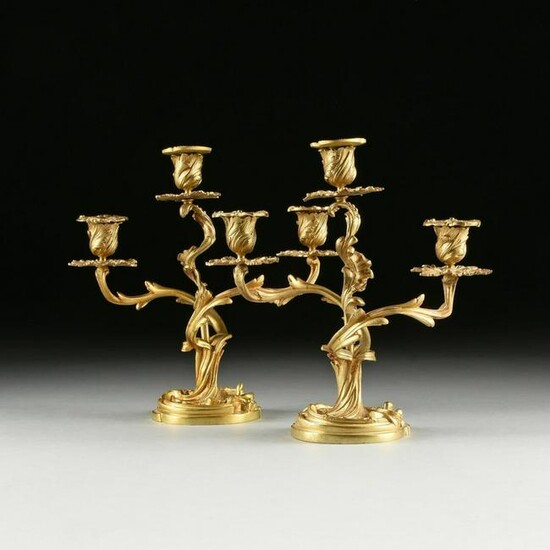 Pair of Late 19th C. Louis XV Style Gilt Bronze
