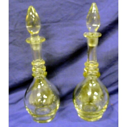 Pair of Victorian glass baluster shaped long necked triple r...