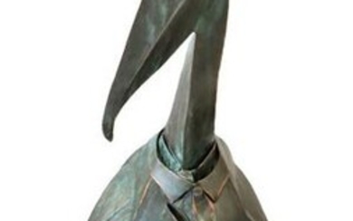Palace Sized Patinated Copper Pelican Sculpture