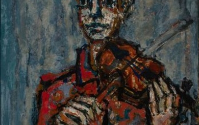 Paul Aizpiri b.1919 (French) Fiddler oil on canvas