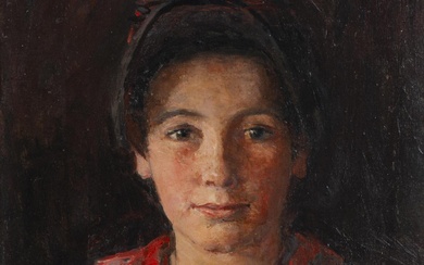 Paul Auguste PERRELET (1872-1965), "Jeune Valaisanne", huile sur toile
