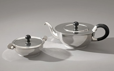 Paula Straus, teapot and sugar bowl, model 13024, ca. 1926, 800 silver