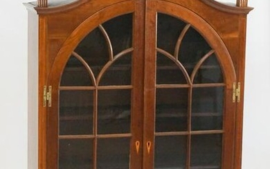 Period Federal Carved & Inlaid Mahogany Bookcase
